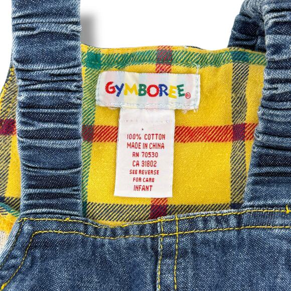 Vintage Gymboree Overalls Plaid Flannel Rainbow Tag Baby Boy Sz Infant 6-12 Mo - Picture 7 of 7